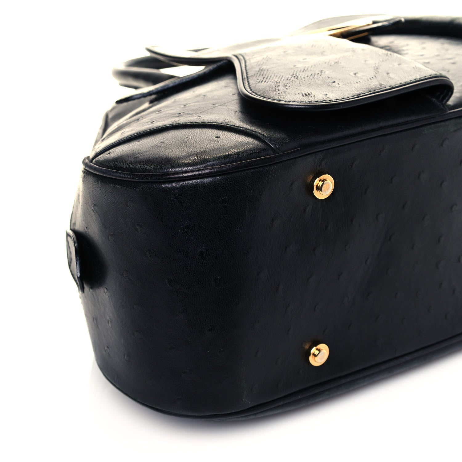 Christian Dior Ostrich Saddle Bowler Black 6 of 9