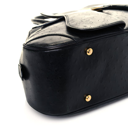 Christian Dior Ostrich Saddle Bowler Black 6 of 9