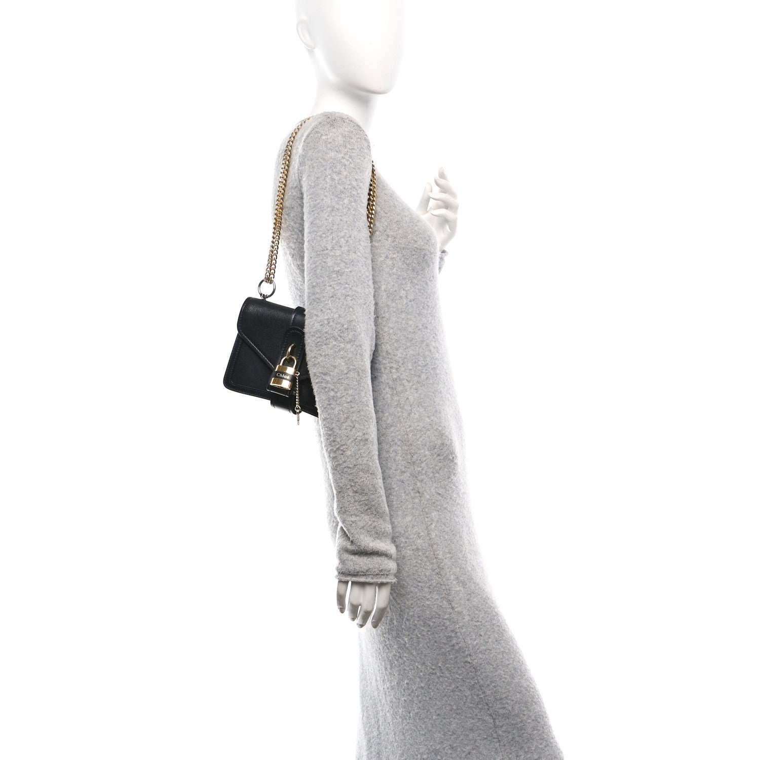 Chloe Shiny Goatskin Calfskin Mini Aby Chain Shoulder Bag Black 2 of 10