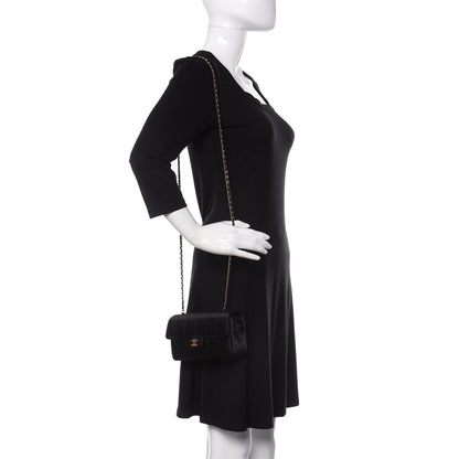 Chanel Satin Chocolate Bar Quilted Rectangular Mini Flap Black 2 of 10