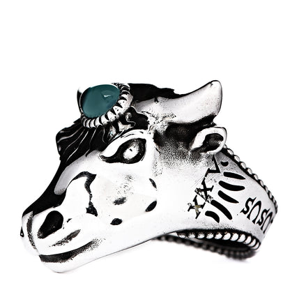 Gucci Sterling Silver Resin Anger Forest Bull's Head Ring 50 5.25 2 of 7