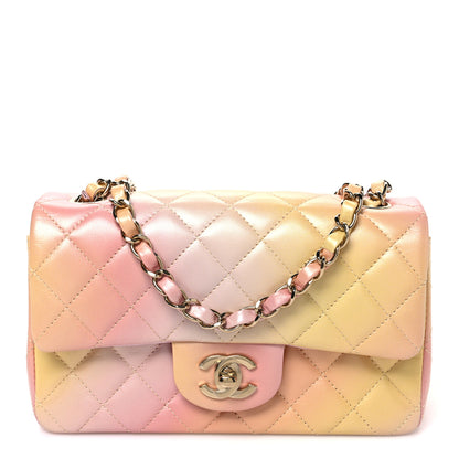 Chanel Lambskin Quilted Tie Dye Ombre Mini Rectangular Flap Yellow Multicolor 1 of 10