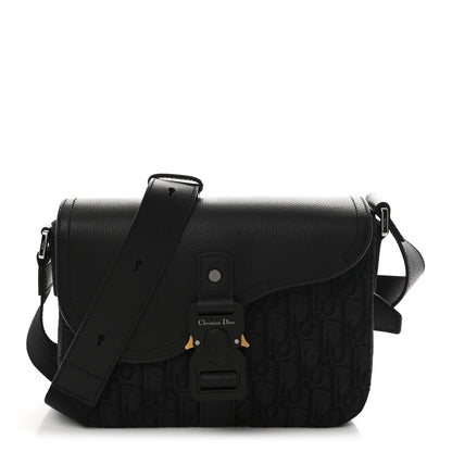Christian Dior Oblique Jacquard Grained Calfskin Small Saddle Messenger Bag Black 1 of 10