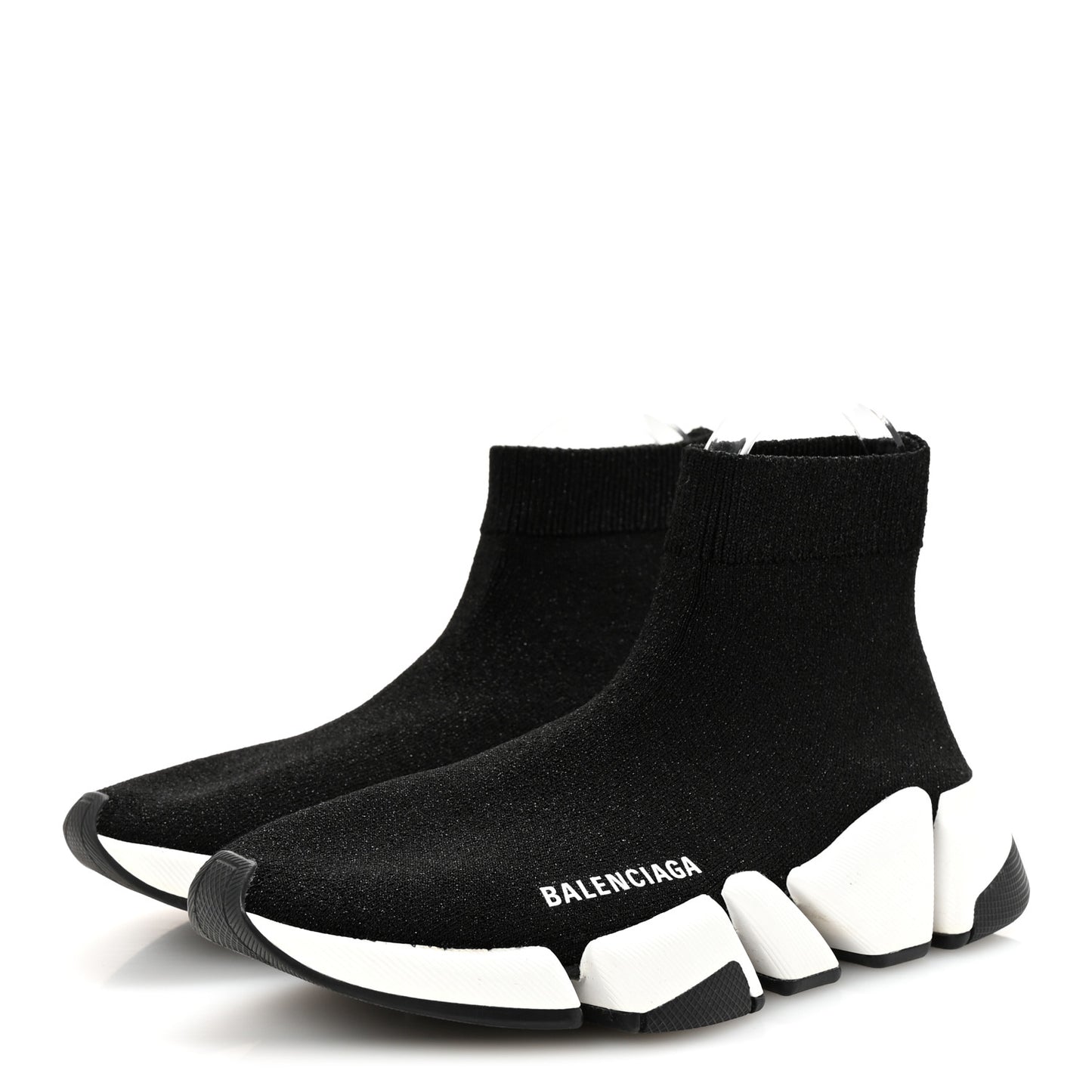 Laminated Knit Bi-Color Sole Womens Speed 2.0 Sneakers 37 Black White