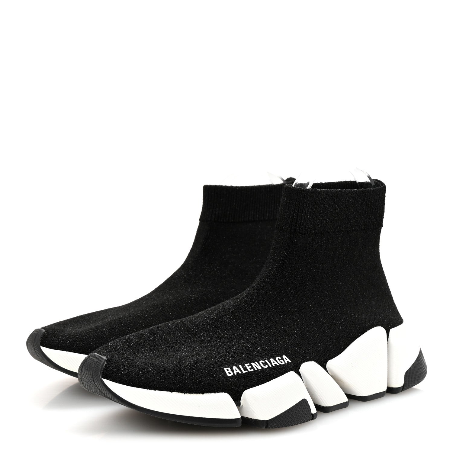 Balenciaga Laminated Knit Bi-Color Sole Womens Speed 2.0 Sneakers 37 Black White 4 of 9