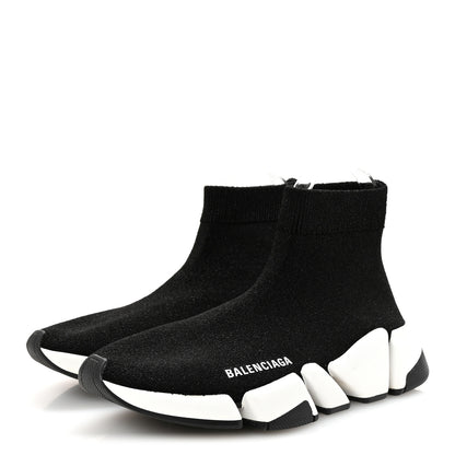 Balenciaga Laminated Knit Bi-Color Sole Womens Speed 2.0 Sneakers 37 Black White 4 of 9
