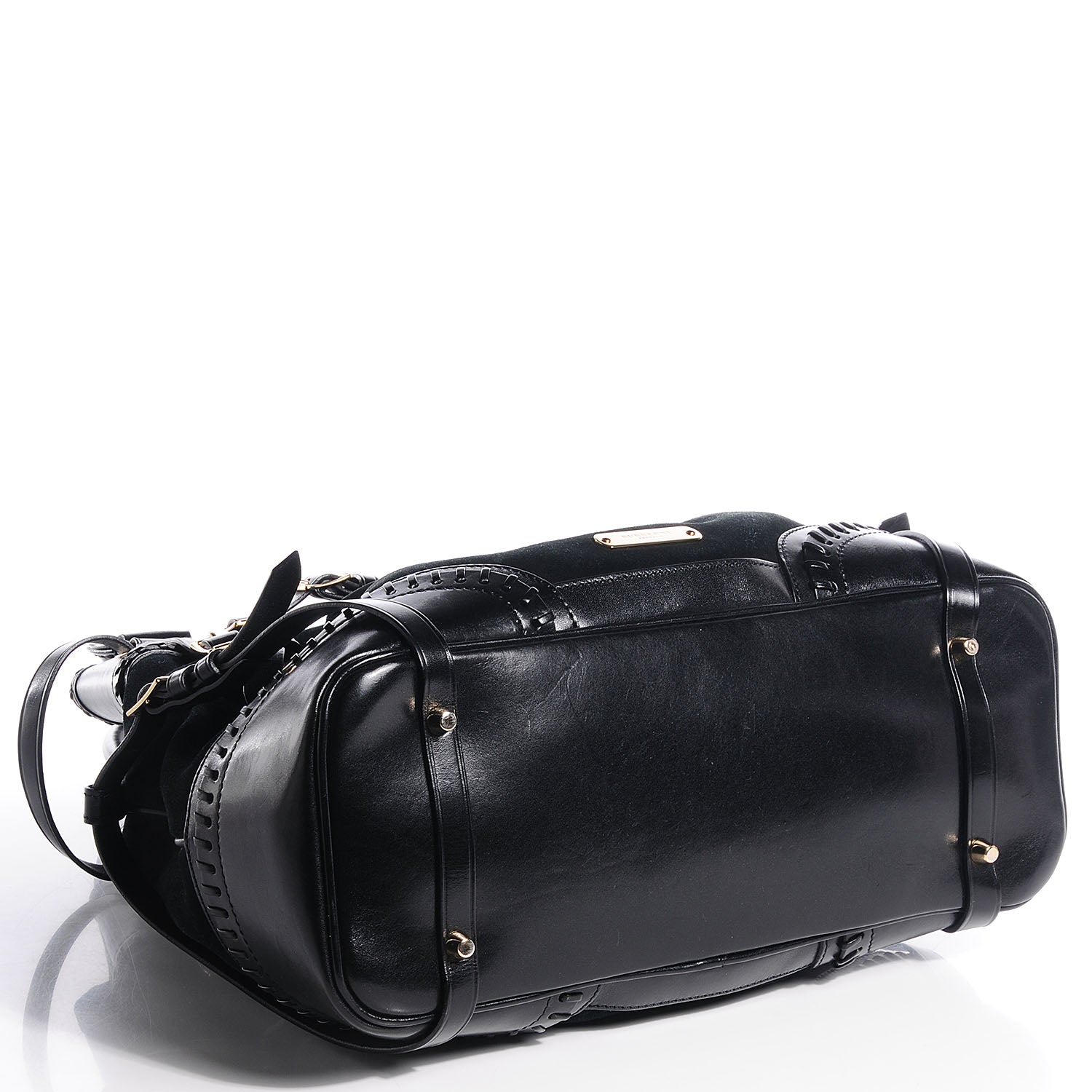 Burberry Suede Calfskin Medium Whipstitch Tote Black 4 of 9