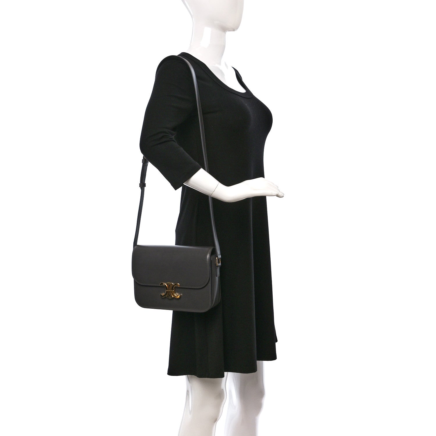 Celine Shiny Calfskin Medium Triomphe Grey 2 of 8