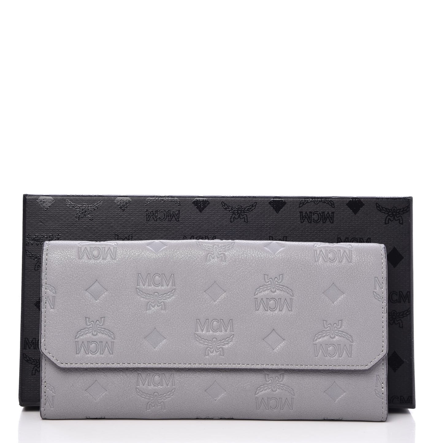 Calfskin Signature Monogram Klara Flap Wallet Grey
