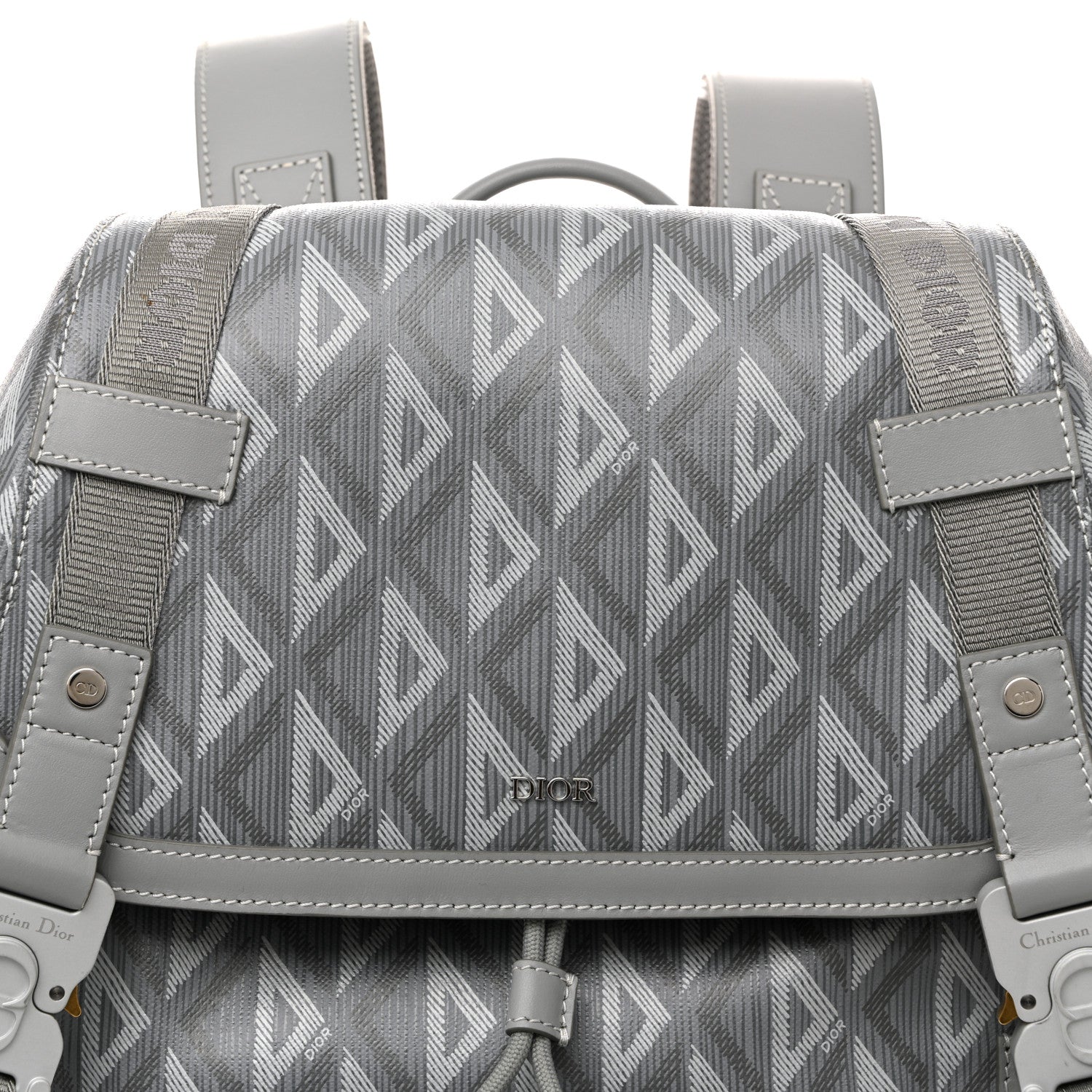 Christian Dior Coated Canvas CD Diamond Large Hit The Road Backpack Gray 8 of 12