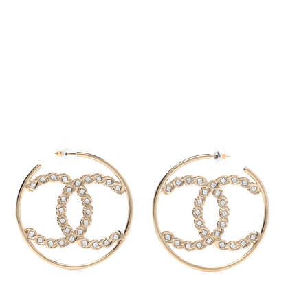 Chanel Crystal Chain Chanel Strass CC Drop Earrings Gold 1 of 5