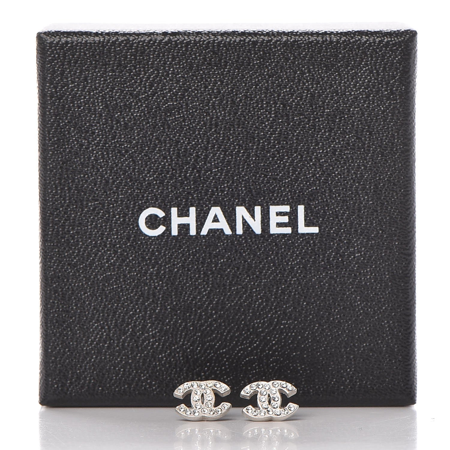 Chanel Crystal Mini Timeless CC Earrings Silver 3 of 3
