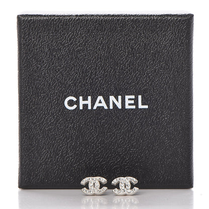 Chanel Crystal Mini Timeless CC Earrings Silver 3 of 3