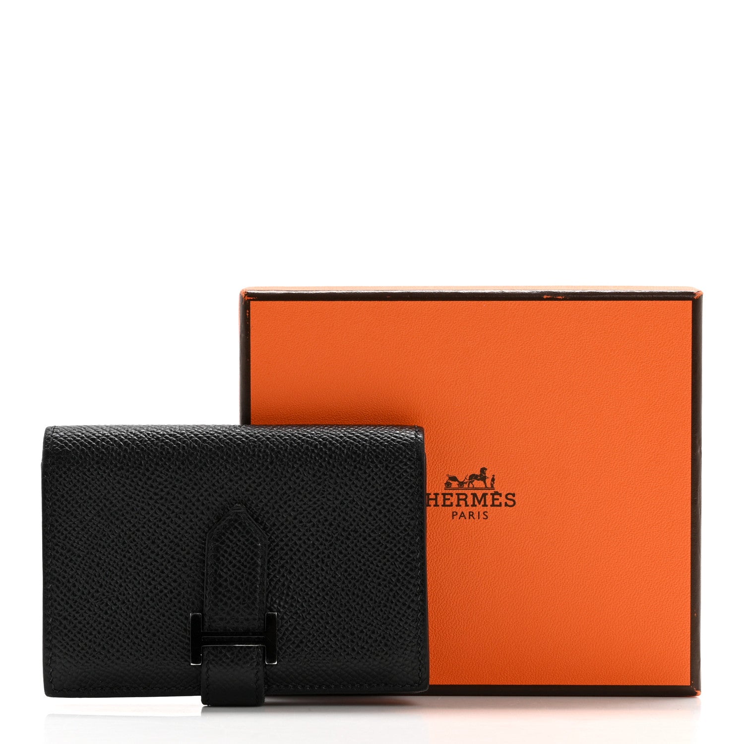 Hermes Epsom Monochrome Bearn Card Holder Wallet Black 8 of 11