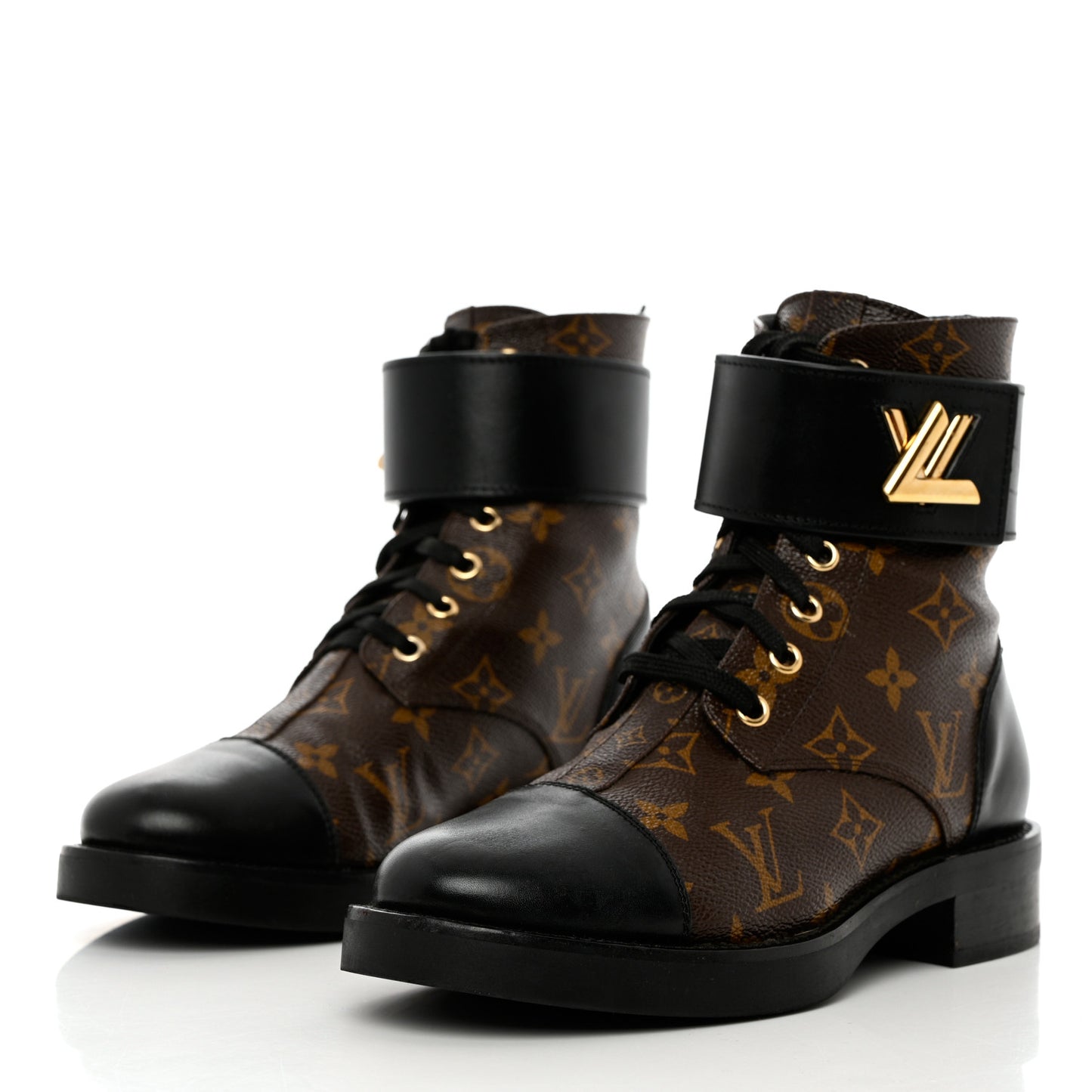 Calfskin Monogram Wonderland Flat Ranger Boots 37 Black