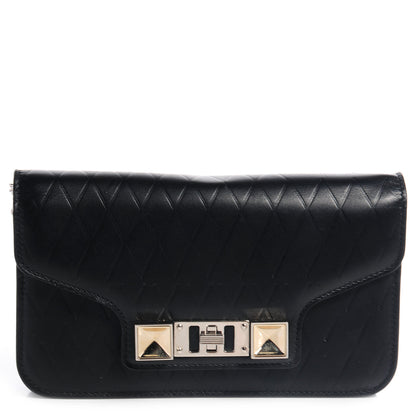Proenza Schouler Calfskin Embossed Crosshatch PS11 Chain Wallet Black 1 of 10