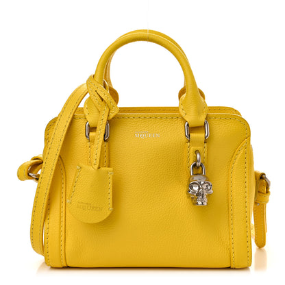 Alexander McQueen Pebbled Calfskin Mini Skull Padlock Zip Around Tote Yellow 1 of 12