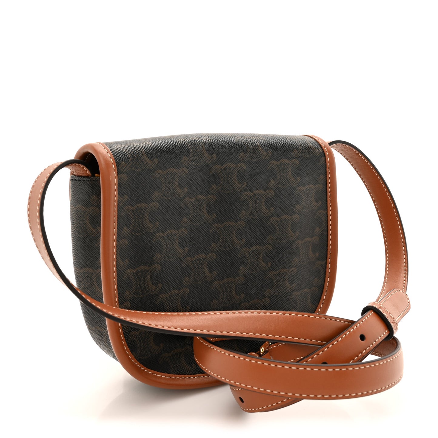 Canvas Calfskin Triomphe Mini Besace Tan
