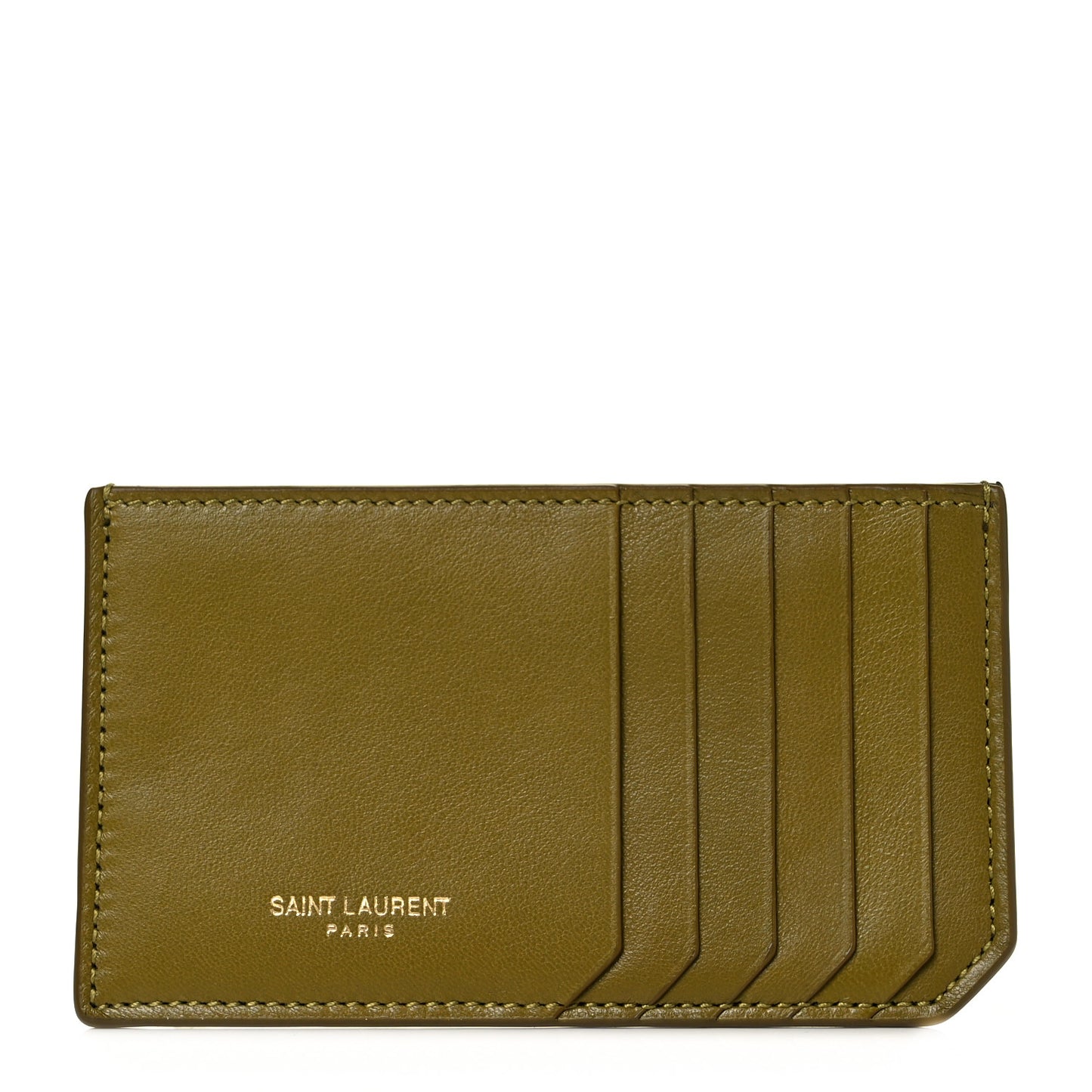 Calfskin 5 Fragments Card Holder Olive