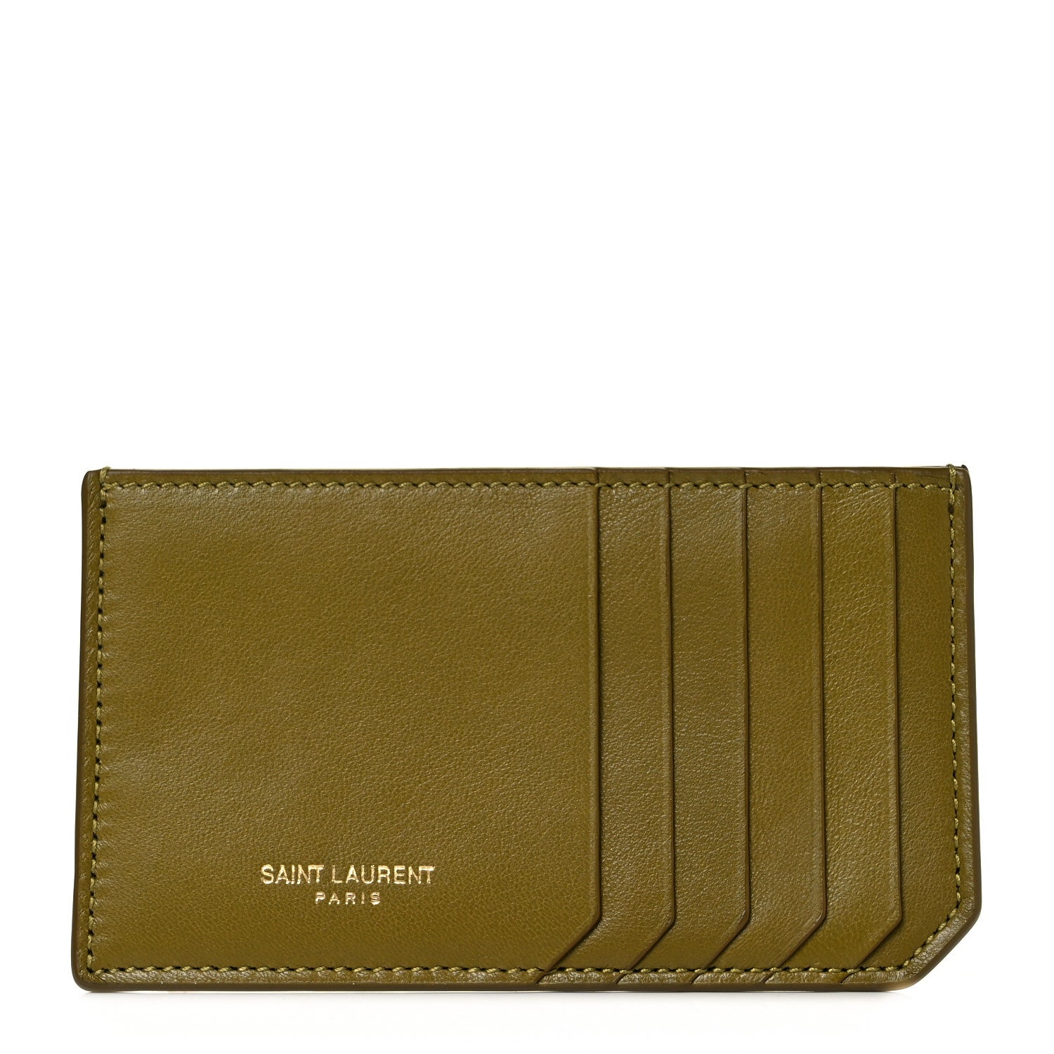 Saint Laurent Calfskin 5 Fragments Card Holder Olive 1 of 9
