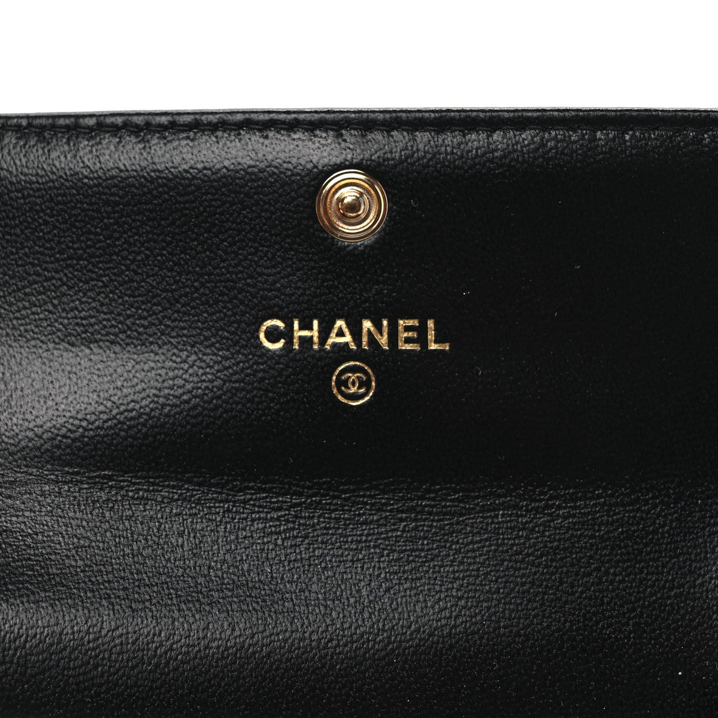 Lambskin Quilted Flap Card Holder Wallet Black