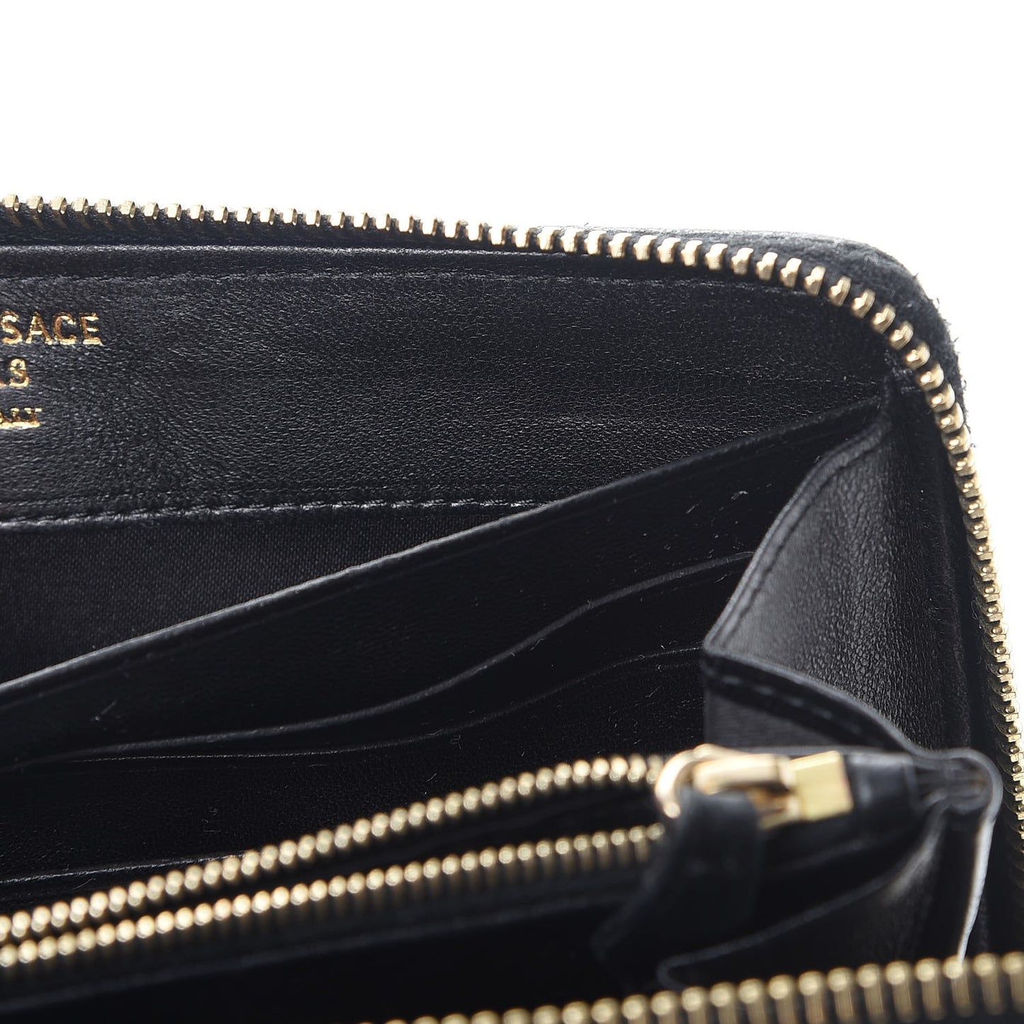 Felt Barocco Print Zip Around Wallet Black Gold