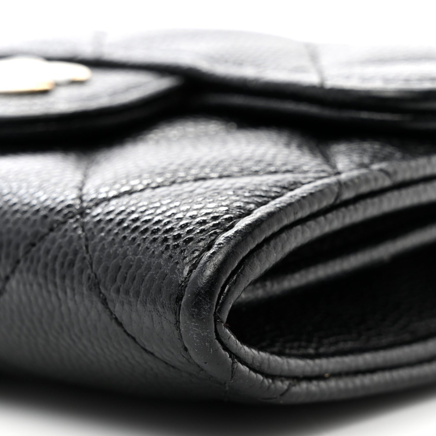 Caviar Quilted Flap Card Holder On Chain Black
