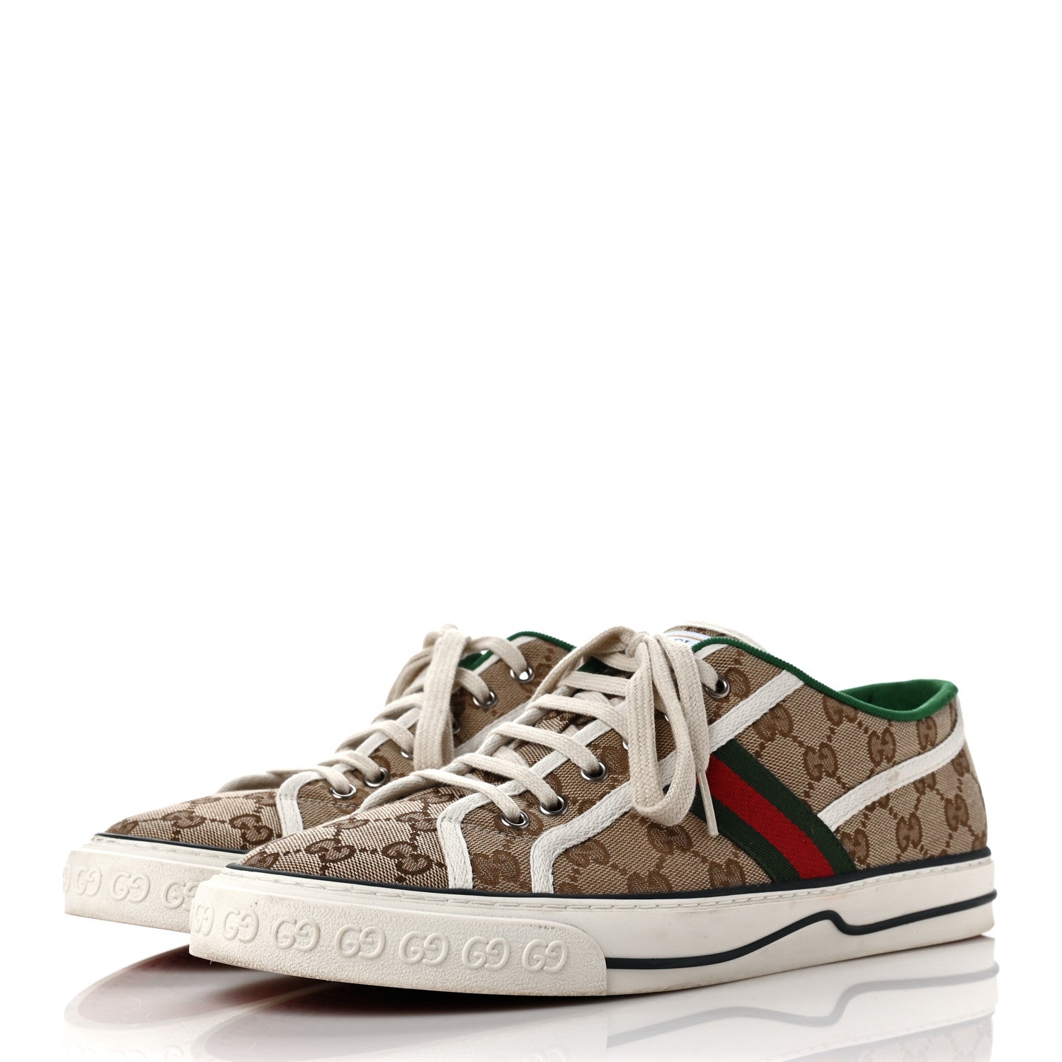 Gucci GG Monogram Web Mens 1977 Tennis Sneakers 10 Beige Ebony Mystic White 3 of 9