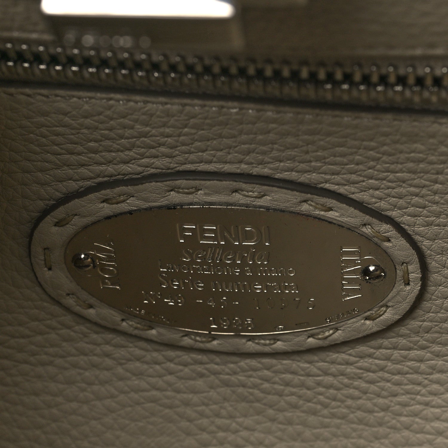 Fendi Cuoio Romano Selleria Bi-Color Medium Peekaboo Iconic Satchel Asfalto Latte 6 of 9