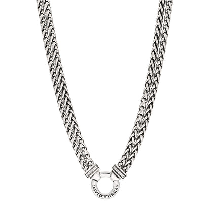 David Yurman Sterling Silver Diamond 18mm Double Wheat Chain Necklace 1 of 6