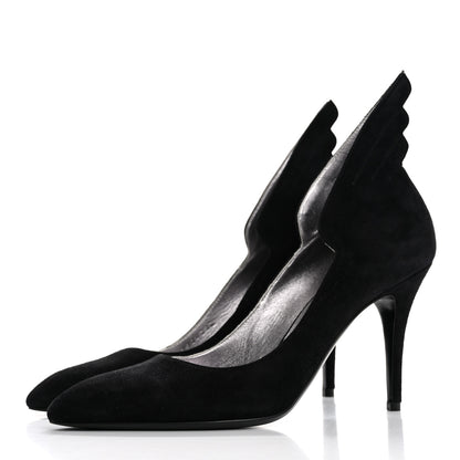 Hermes Suede Goatskin Victoire 90 Pumps 38 Black 4 of 9