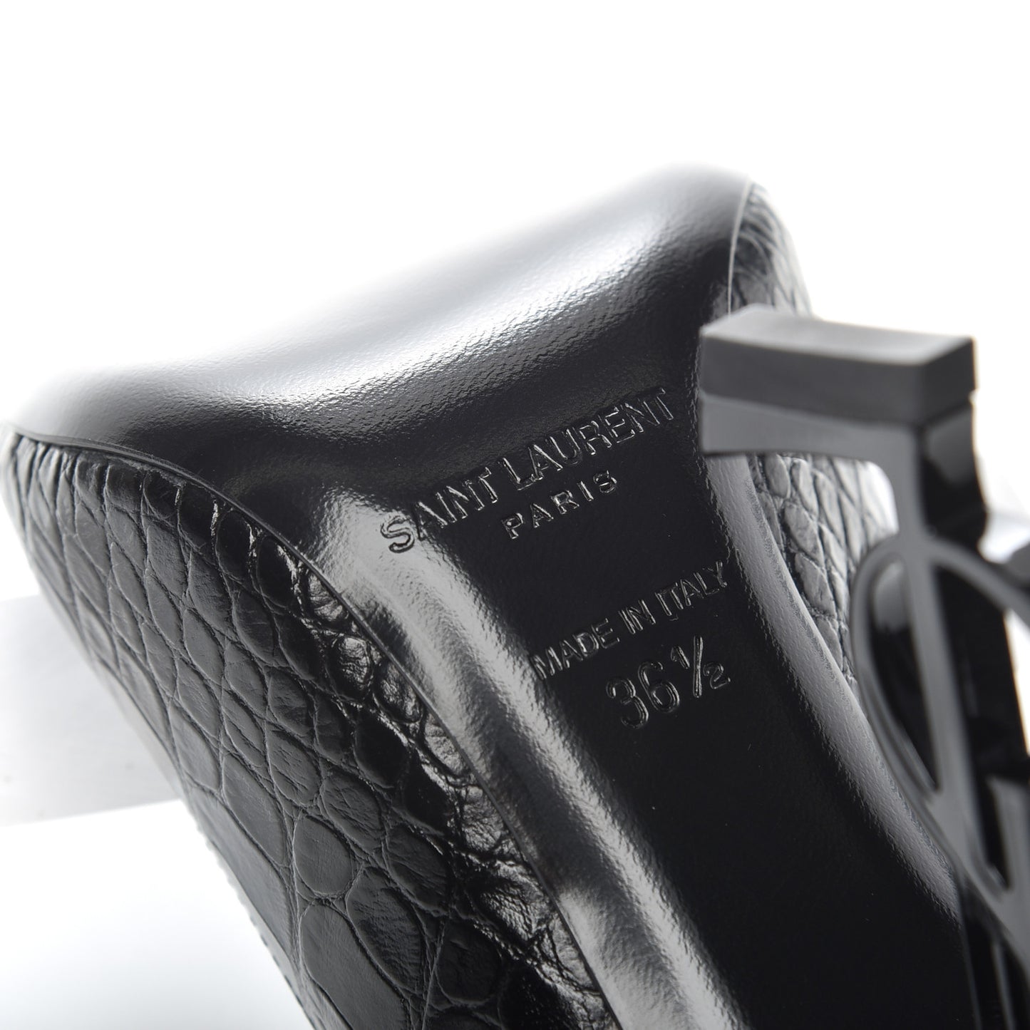 Calfskin Crocodile Embossed Opyum 110 Pumps 36.5 Black