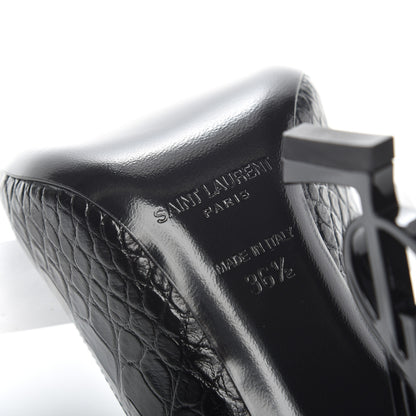Saint Laurent Calfskin Crocodile Embossed Opyum 110 Pumps 36.5 Black 7 of 9