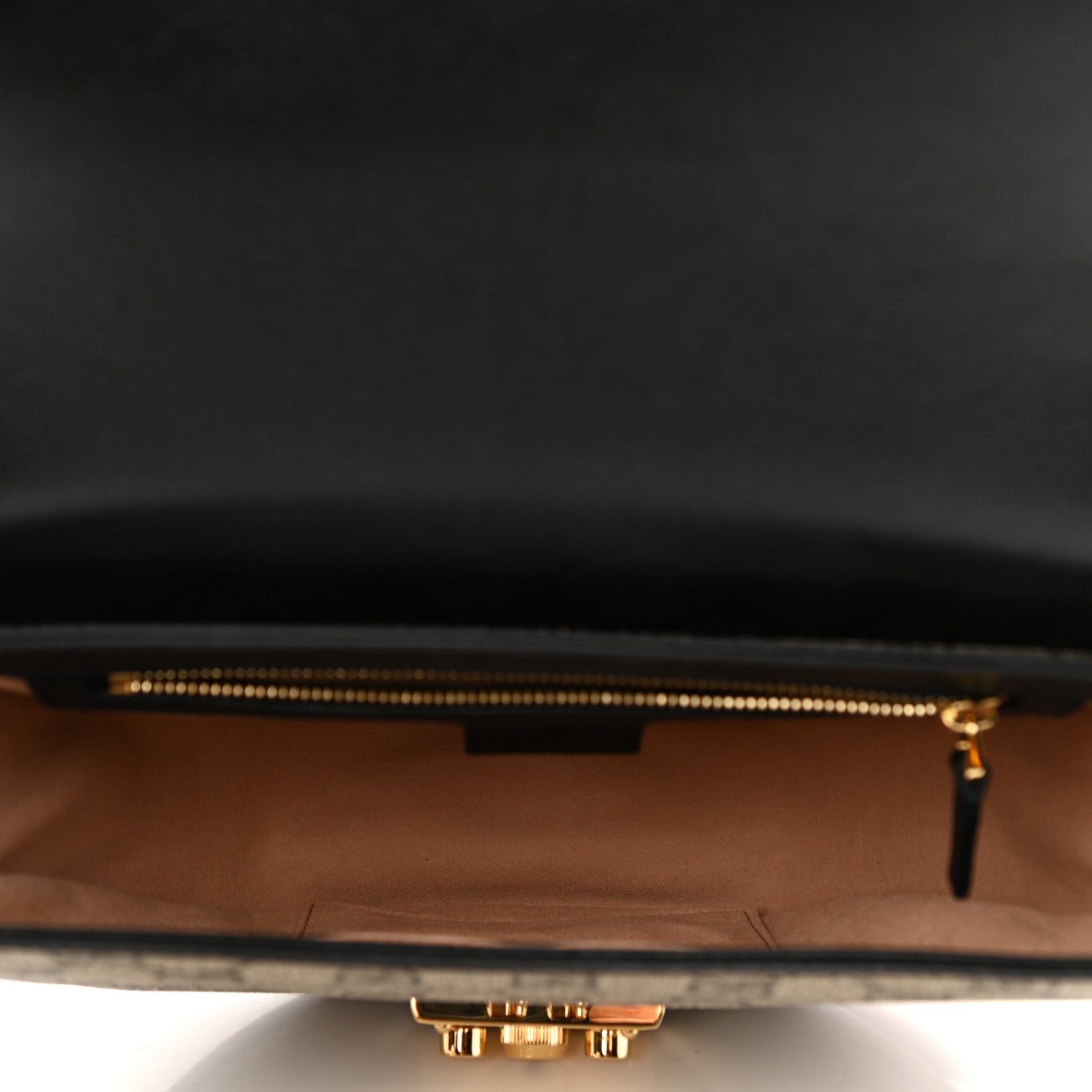 Gucci GG Supreme Monogram Calfskin Small Padlock Messenger Shoulder Bag Beige Black Cuir 5 of 11