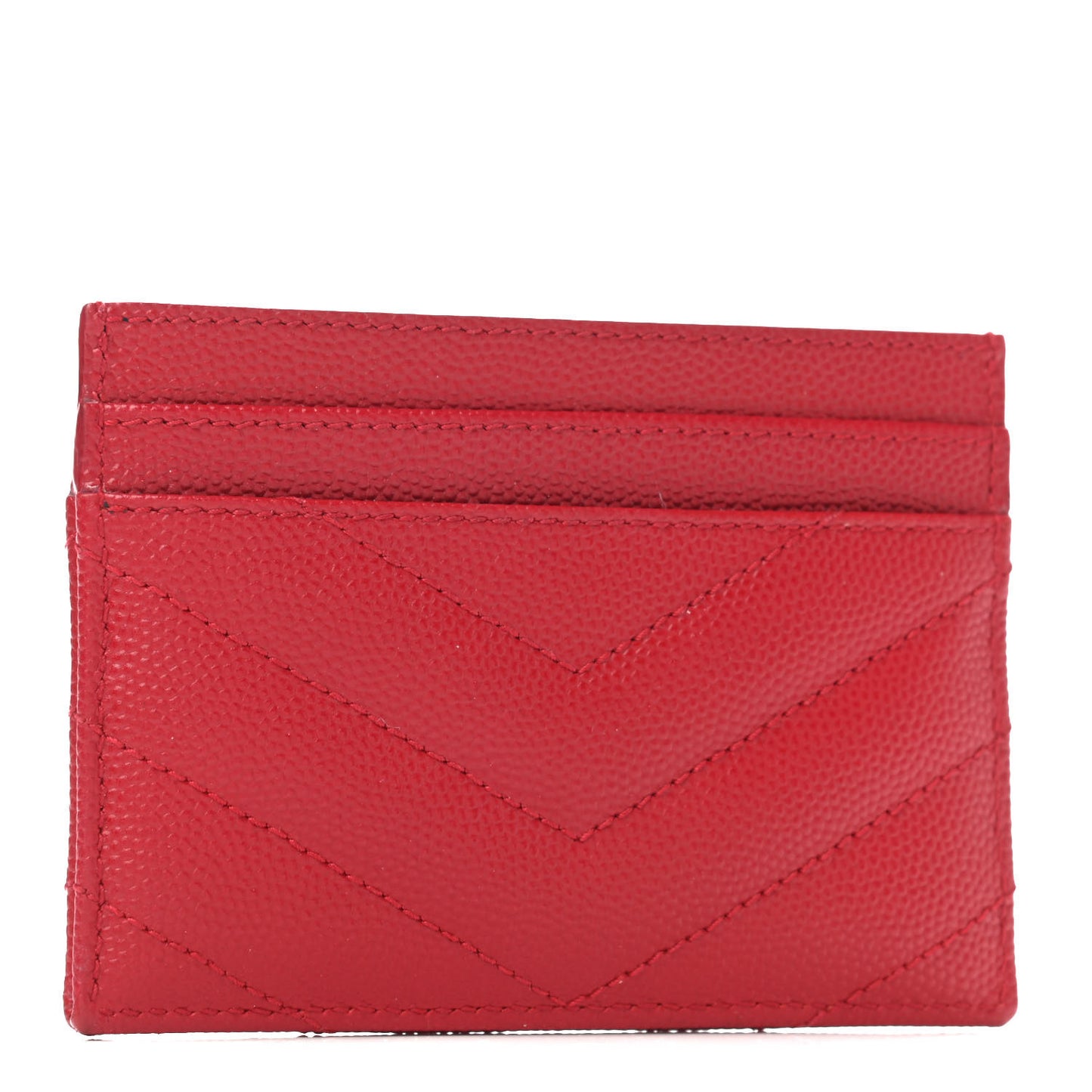 Grain De Poudre Matelasse Chevron Monogram Credit Card Case New Red