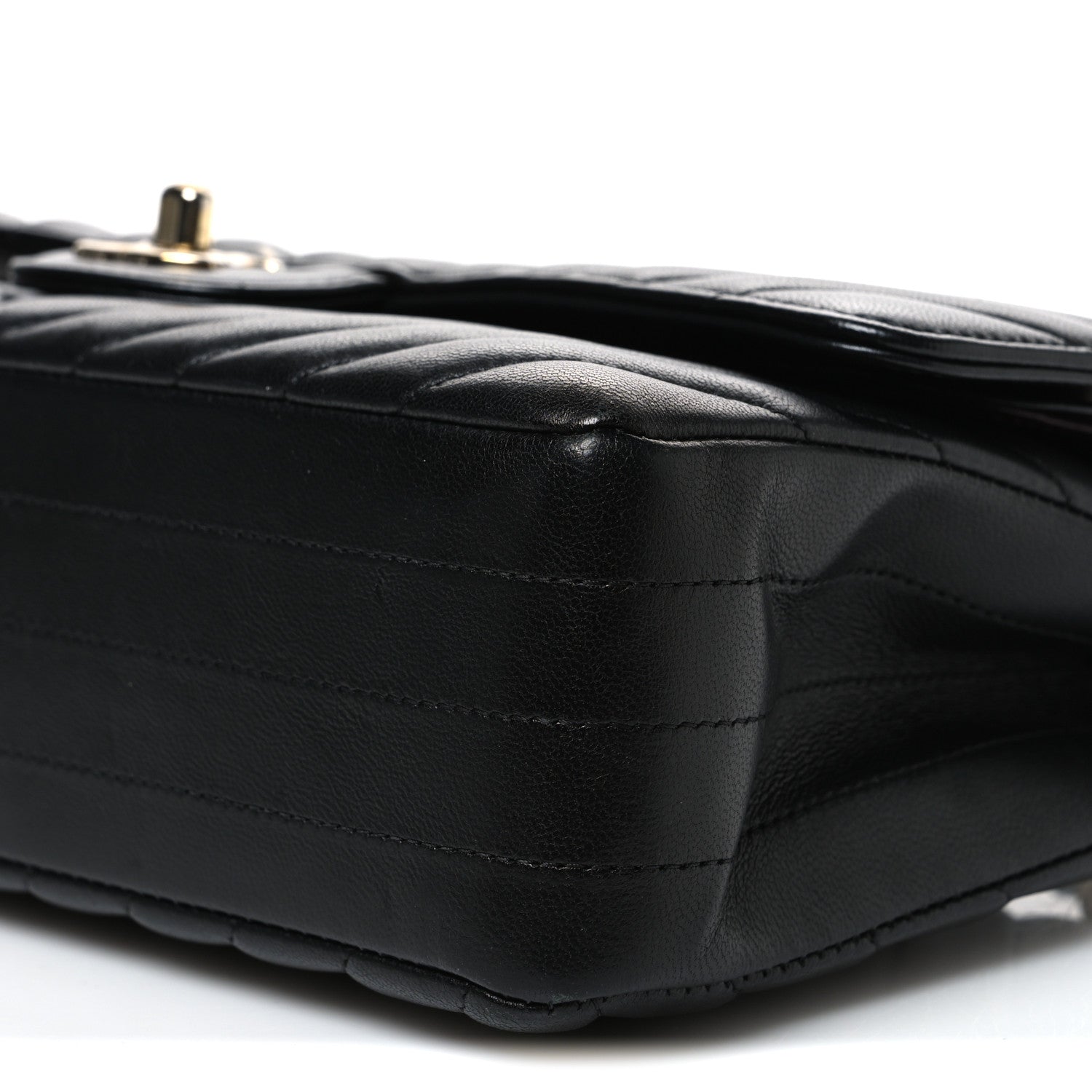 Chanel Lambskin Chevron Quilted Medium Double Flap Black 10 of 10