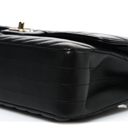 Chanel Lambskin Chevron Quilted Medium Double Flap Black 10 of 10