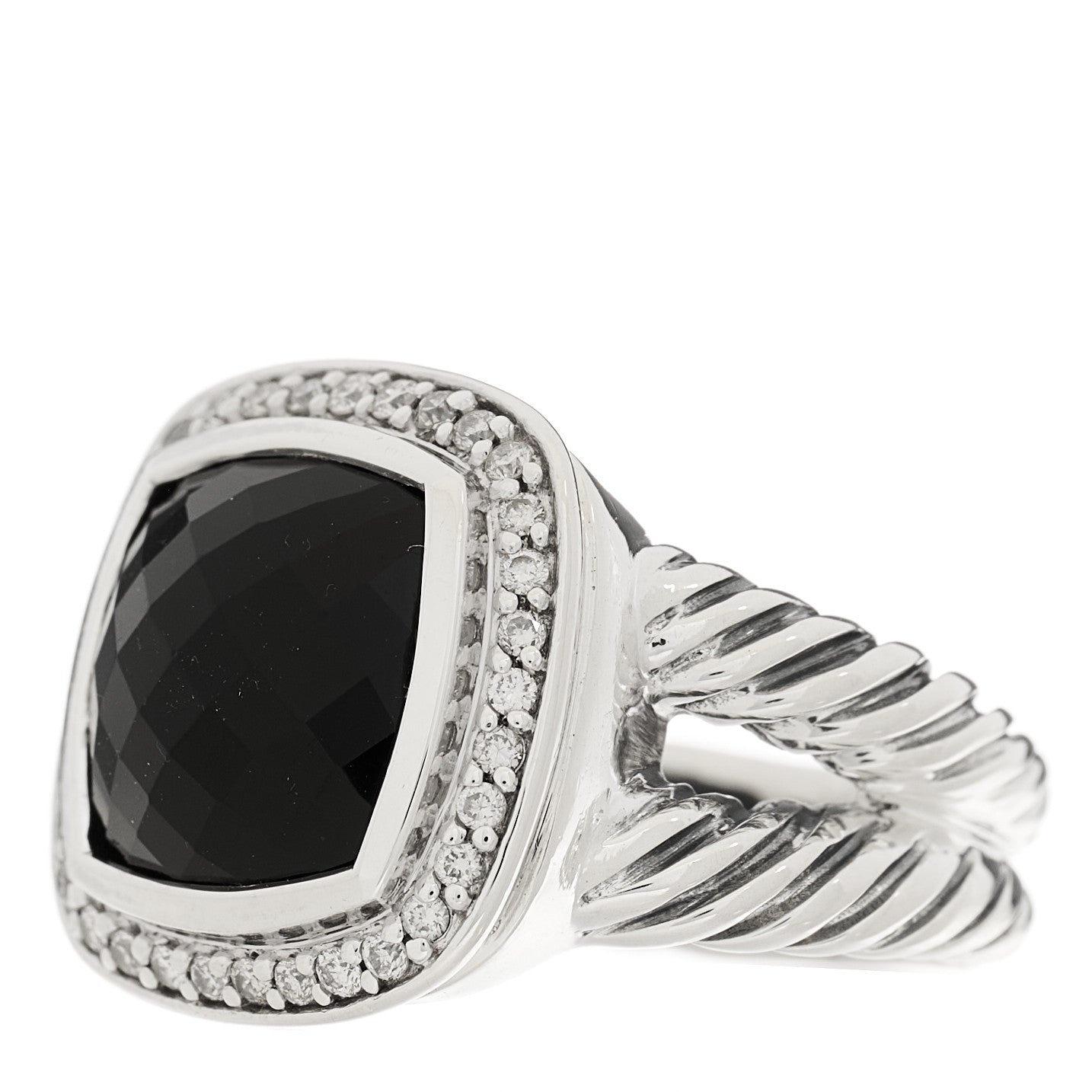 David Yurman Sterling Silver Diamond Black Onyx 11mm Albion Statement Ring 52 6 3 of 5