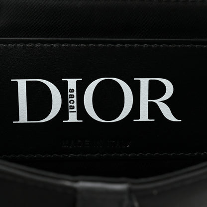 Christian Dior X SACAI Grained Calfskin Technical Fabric Mens Saddle Bag Black 6 of 10