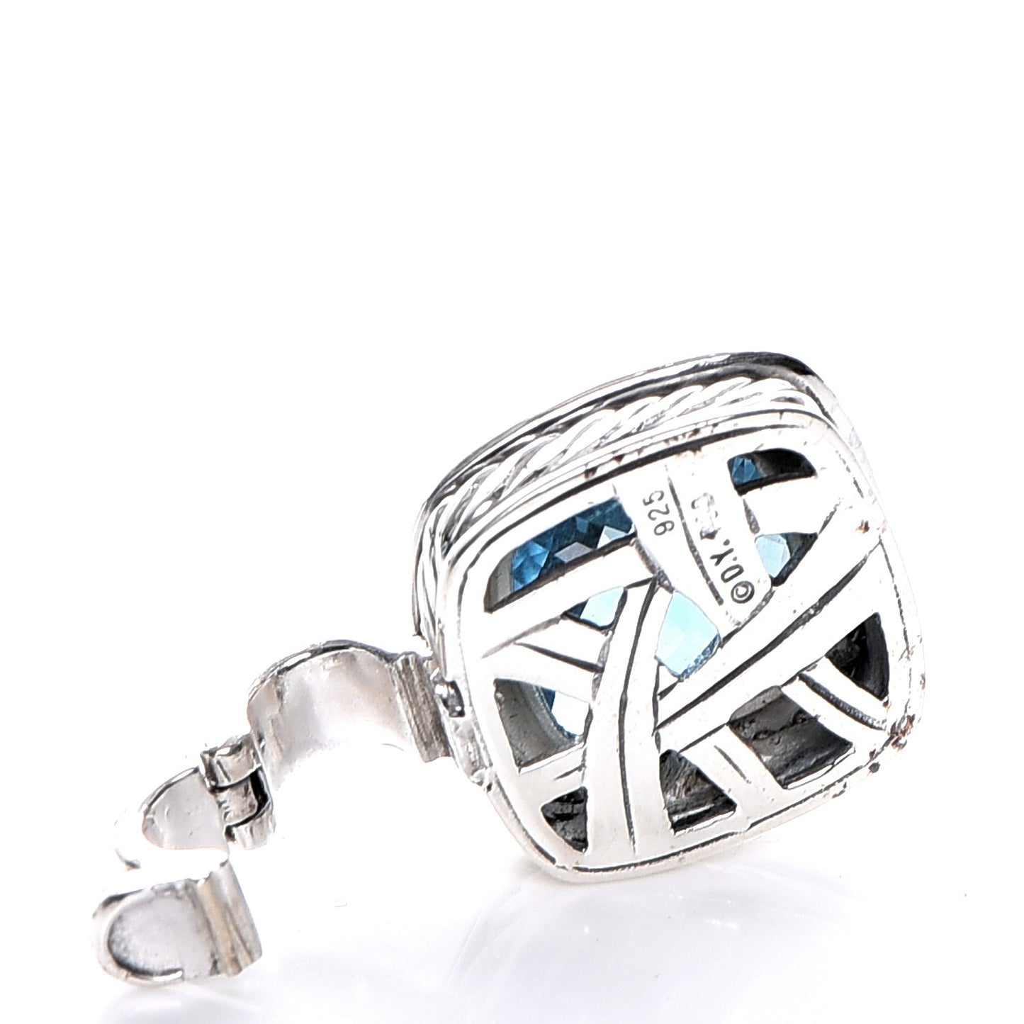 Sterling Silver Diamond Blue Topaz 11mm Albion Enhancer Pendant