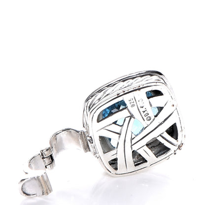 David Yurman Sterling Silver Diamond Blue Topaz 11mm Albion Enhancer Pendant 3 of 4