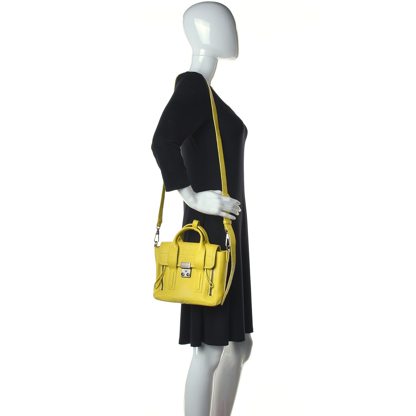 Textured Calfskin Mini Pashli Satchel Yellow