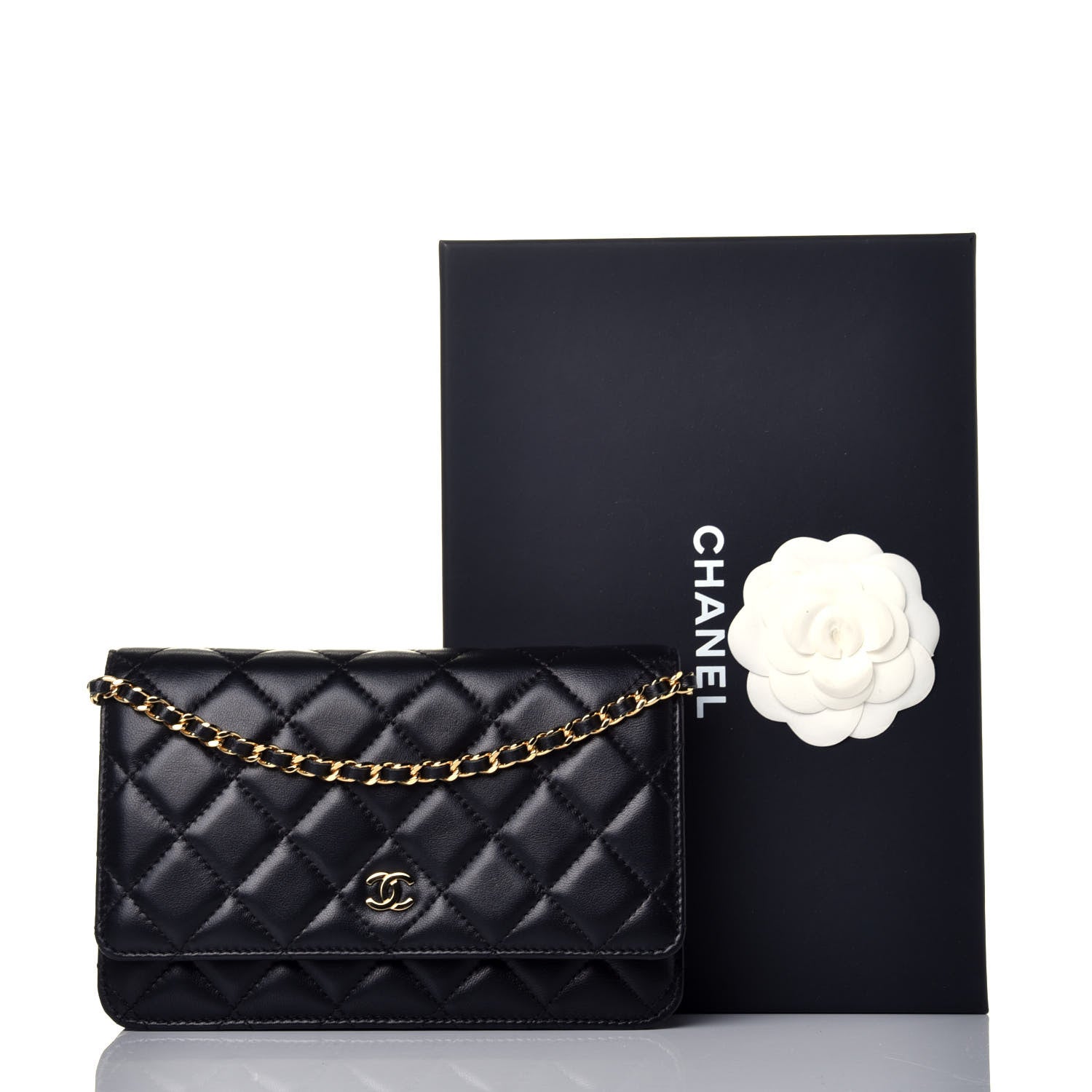 Chanel Lambskin Quilted Wallet On Chain WOC Black 9 of 9