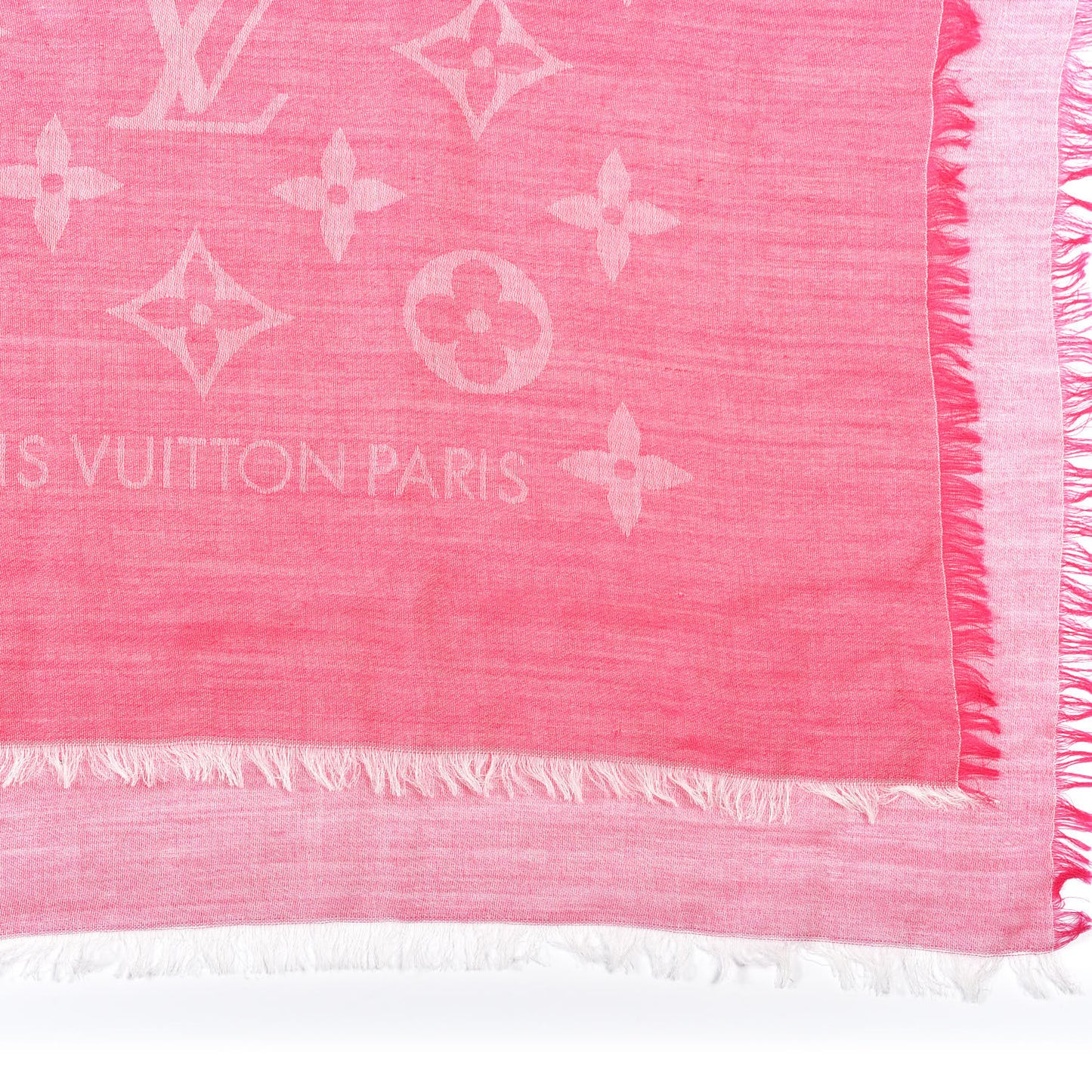 Wool Cotton Silk Monogram Stole Pink