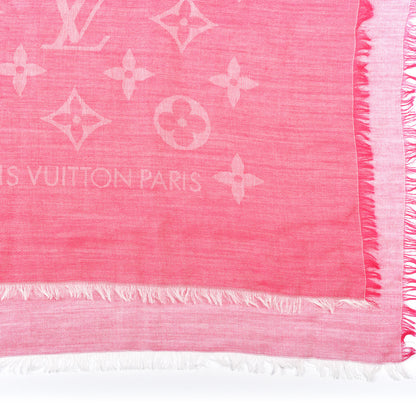 Louis Vuitton Wool Cotton Silk Monogram Stole Pink 3 of 5