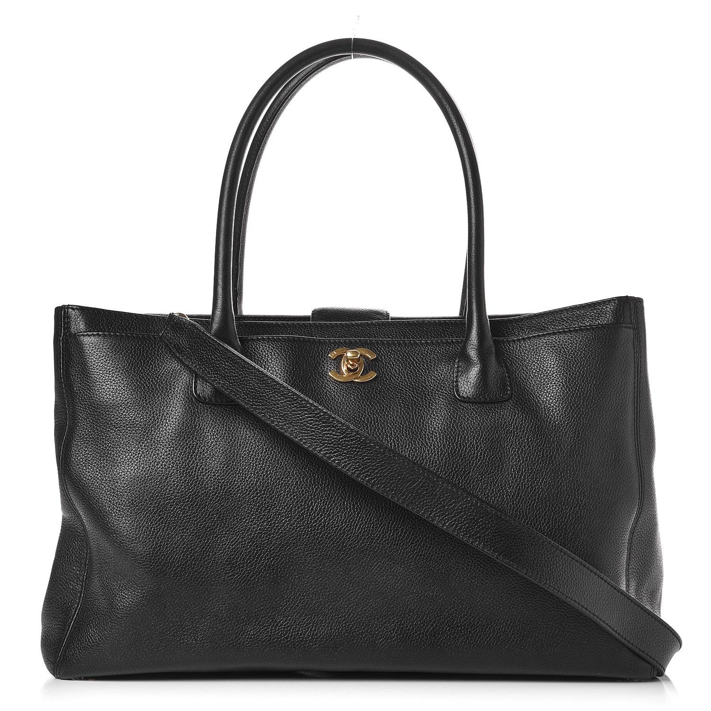 Calfskin Cerf Executive Shopper Tote Black