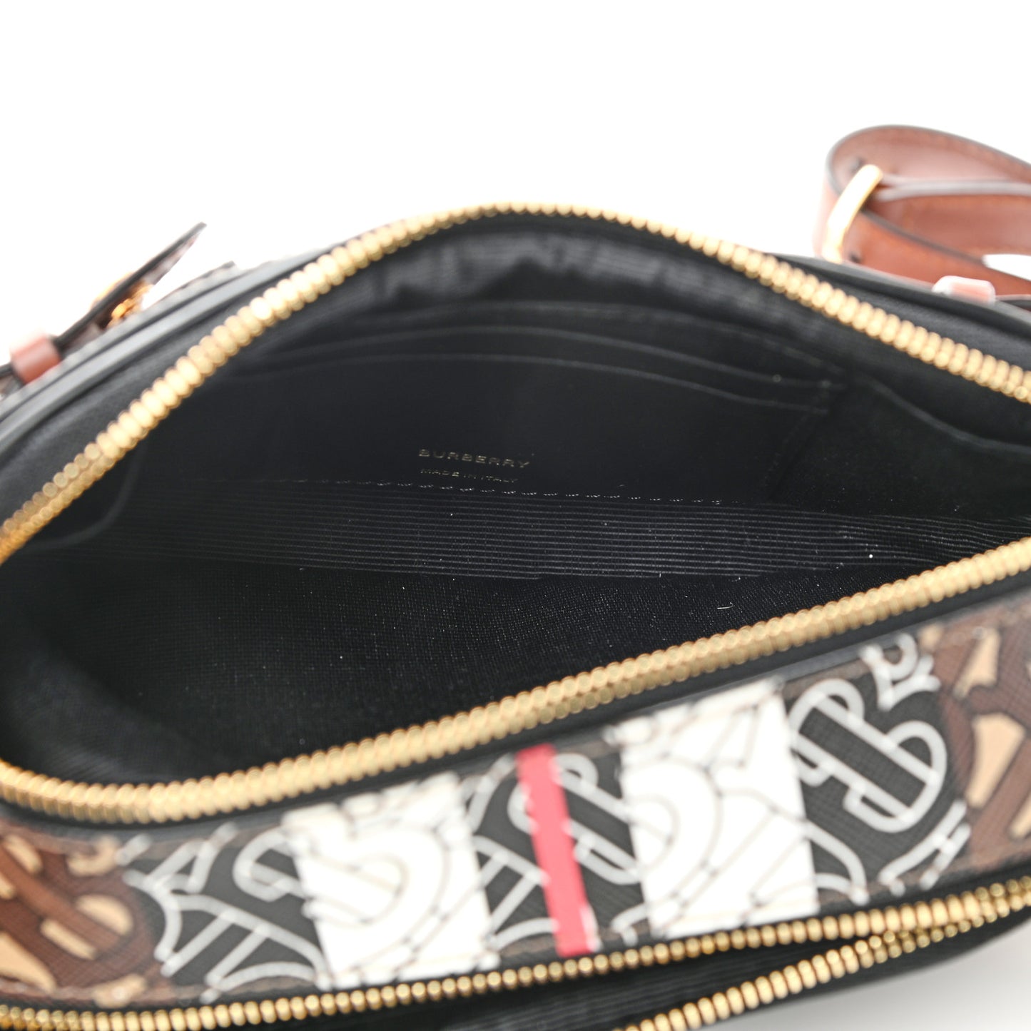 E-Canvas Monogram Stripe Micro Camera Bag Bridle Brown