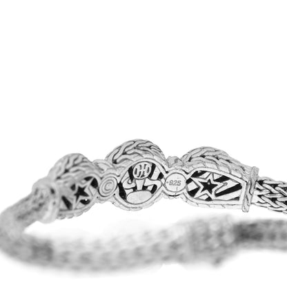 John Hardy Sterling Silver Pave Diamond Round Trio Station Bracelet 3 of 3