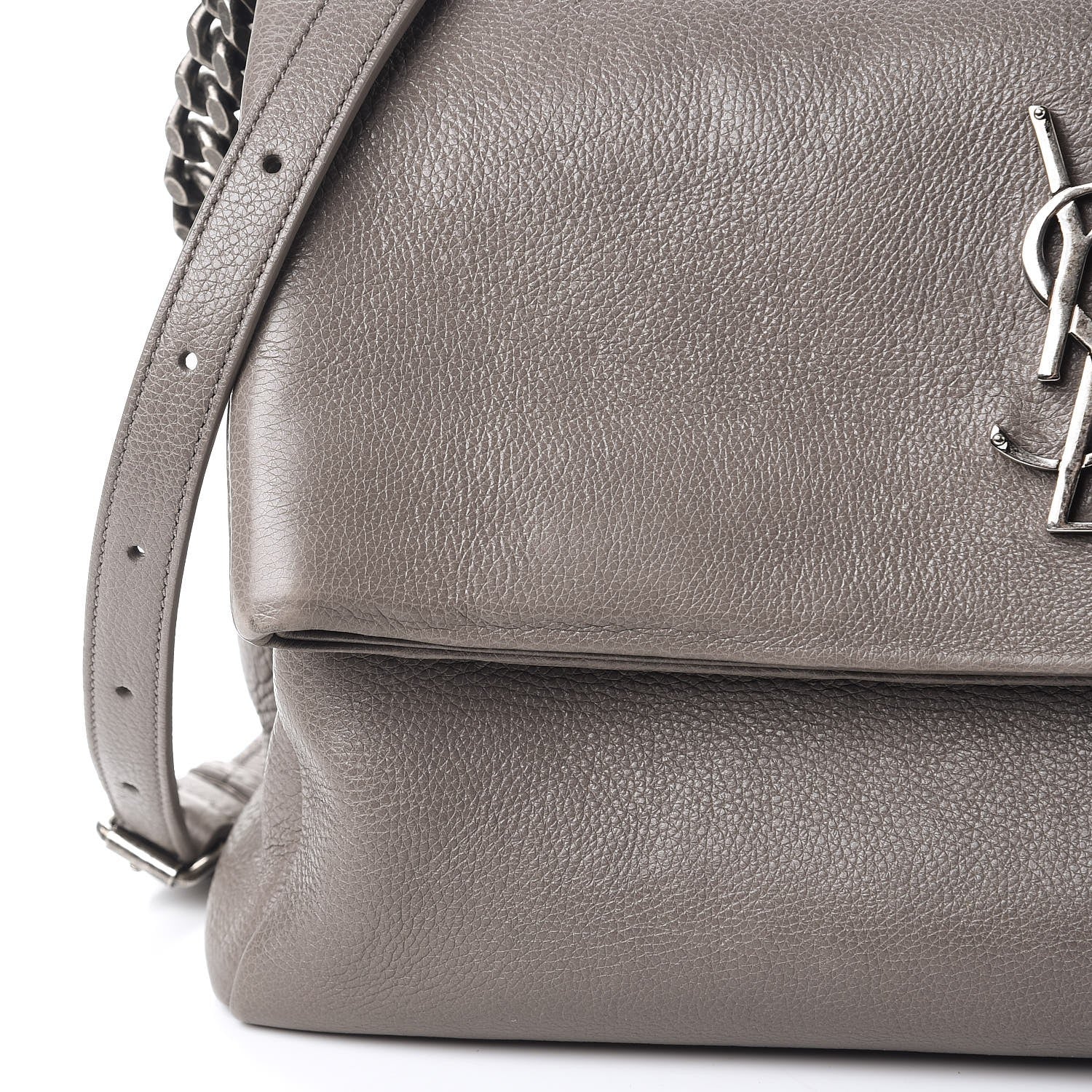 Saint Laurent Grained Calfskin Medium West Hollywood Monogram Fold-Over Grey 9 of 10