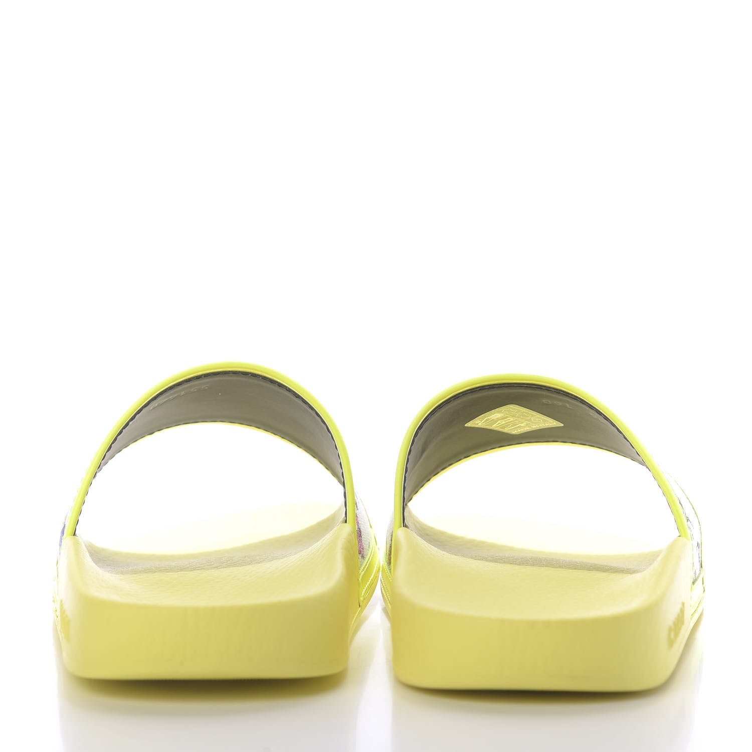 Gucci Canvas Flora Print Slide Sandals 36 White Multicolor Yellow Fluo 7 of 9